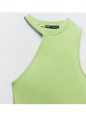 Zara basic Neon Lime Halter Tank Top